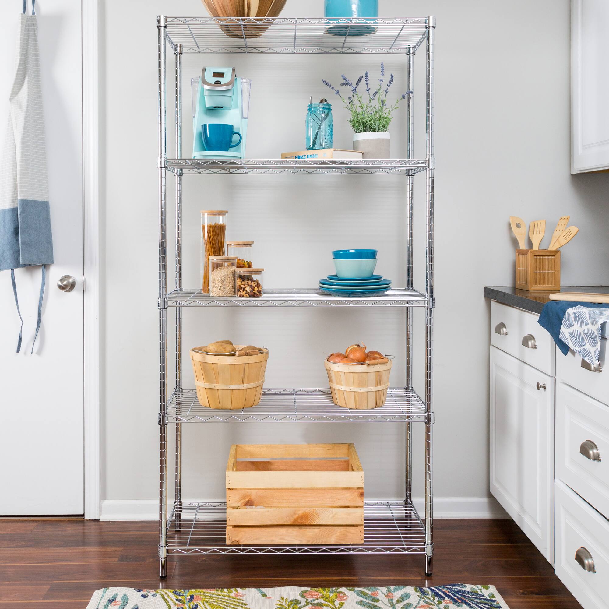 Honey Can Do Chrome 5-Tier Heavy-Duty Adjustable Shelving Unit